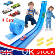 Double-Track Flexible Race Track DIY Racing Car Ramp Portable Roll Up Kid Toy