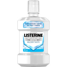 Listerine Advanced White Milder Taste (Zero Alcohol) Mouthwash (1000ml), Fluoride Mouthwash to Whiten and Protect from New Stains While Remineral