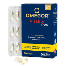 Omega 3 1000mg OMEGOR Vitality - Fish Oil with 800mg EPA and DHA per Capsule - Omega3 IFOS Certified Supplement - No Fishy Aftertaste (60 Softgel