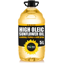 FlavOil High Oleic Sunflower Oil 5 litres - Healthy High-Performance Plant-Based Oil for Cooking, Roasting, Frying, Baking, Dressing - Omega-9 & Vita