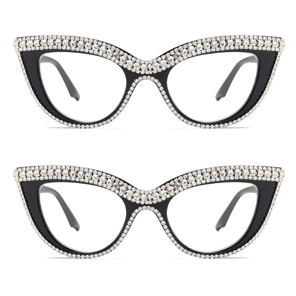 Blue/Light Blocking Oversized Cat Eye Reading Glasses For Women +2.0 Clear Vision Fashion Readers