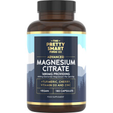 Magnesium Citrate 1480mg – 180 Vegan Magnesium Capsules not Magnesium Tablets – with Turmeric, Zinc, Vitamins D3 & B6 - High Absorption Premium M