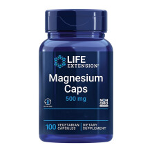 Life Extension, Magnesium Caps, 500mg, 100 Vegan Capsules, high-Strength Minerals Supplement, Gluten-Free, Vegetarian, SOYA-Free, Non-GMO, with M