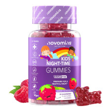 Kids Night-Time Gummies - 30 Gummies - Magnesium, L-Theanine, Vitamin B Complex - Vegan & Gluten-Free - Suitable for Ages 3+ - Novomins