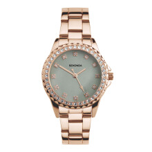 Sekonda Dress Elizabeth Ladies 36mm Quartz Watch in Green with Analogue Display and Rose Gold Alloy Strap 40646