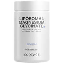 Codeage Liposomal Magnesium Glycinate Supplement, 4-Month Supply, Bisglycinate Magnesium Chelate, Chelated Magnesium Mineral Capsules, Bioavailab