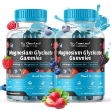 Magnesium Glycinate Twin Pack Gummies - 400mg High Absorption Formula for Sleep, Stress Relief & Muscle Health - Mixed Berry Flavor, Non-GMO, 60-