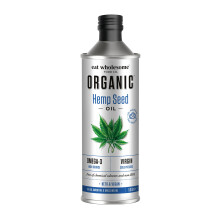 Eat Wholesome Organic Hemp Seed Oil, 500ml - Cold Pressed, Unrefined, High Source of Omega 3, 100% Pure & Natural, For Soups, Salads, Vegan