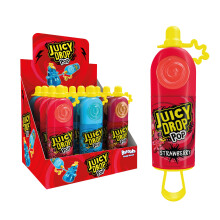 Juicy Drop Pop Lollipops (Pack of 12 Lollipop Sweets Bulk) Sweet and Sour Kids Sweets for Party Bags, Raspberry, Strawberry & Cola Lollies - Hala