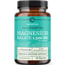 Magnesium Malate 1500MG | Energy & Nervous System Support | 300MG Elemental Mag Per Serving | High Absorption Magnesium Malate Capsules with Vita