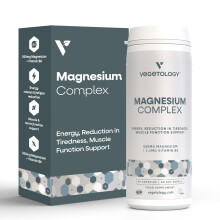 Vegetology Magnesium Supplements with Vitamin B6, 3-in-1 Complex, 60 Vegan Capsules, High Strength, Supports Energy, Muscle Function, and Overall