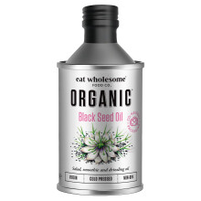 Eat Wholesome Organic Black Seed Oil, 250ml - Cold Pressed Nigella Sativa, High Source of Omega 3-6-9, 100% Pure, For Cooking, Skincare & Hair, V