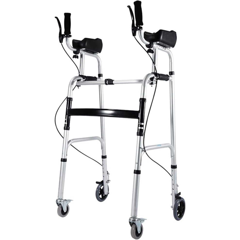 Height Adjustable Rollator Walker with Armrest Pads, Foldable Lightweight Aluminum Frame for Seniors and Disabled