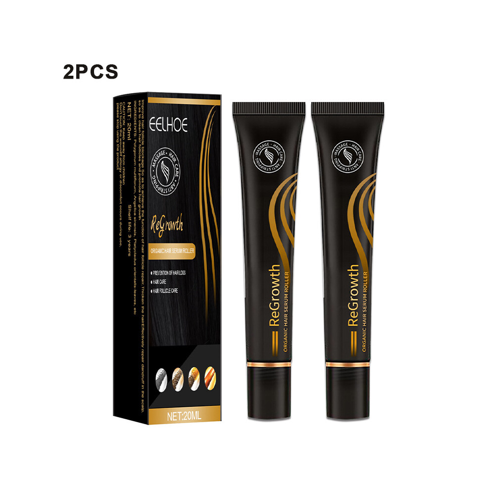 (2PCS) 20ml Hair Regrowth Serum & Roller Massager for Boosting Growth and Reducing Loss