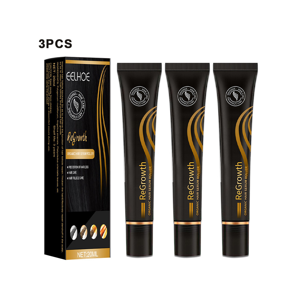 (3PCS) 20ml Regrowth Hair Serum & Roller Massager - Boost Hair Growth, Reduce Hair Loss