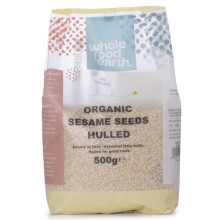 Wholefood Earth Organic Sesame Seeds Hulled 500g Raw | GMO Free | Vegan | Certified Organic