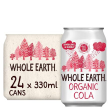 Whole Earth Organic Sparkling Cola Drink, 24x 330 ml, Flavoured Fizzy Soft Drink Made with Fruit Juice, 100% Natural Ingredients, No Added Refined Su