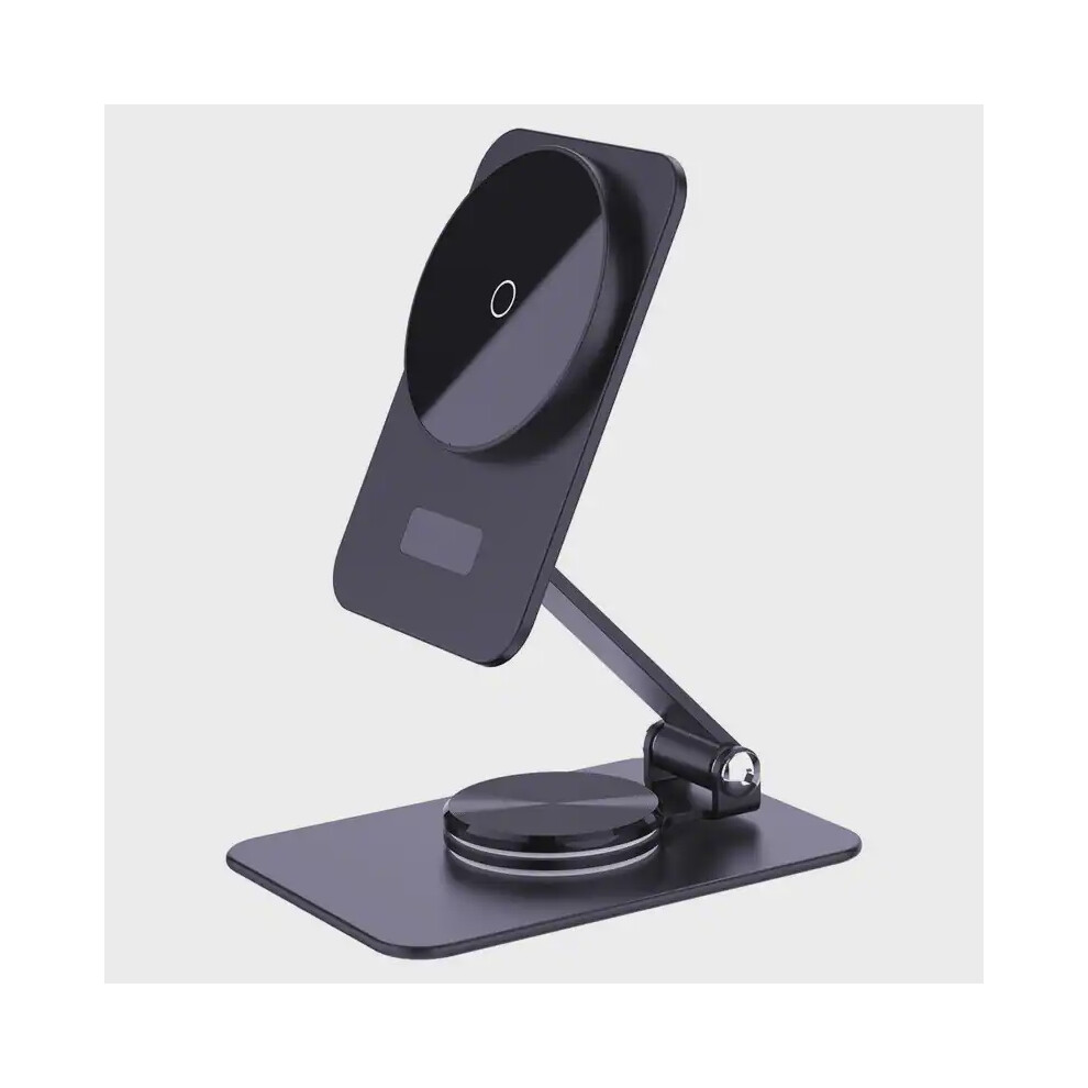 15W Magnetic Wireless Charger Stand, Foldable Aluminum Alloy With 360 Rotating Hinge, Compatible With Iphone (Black) Black 6976917409868
