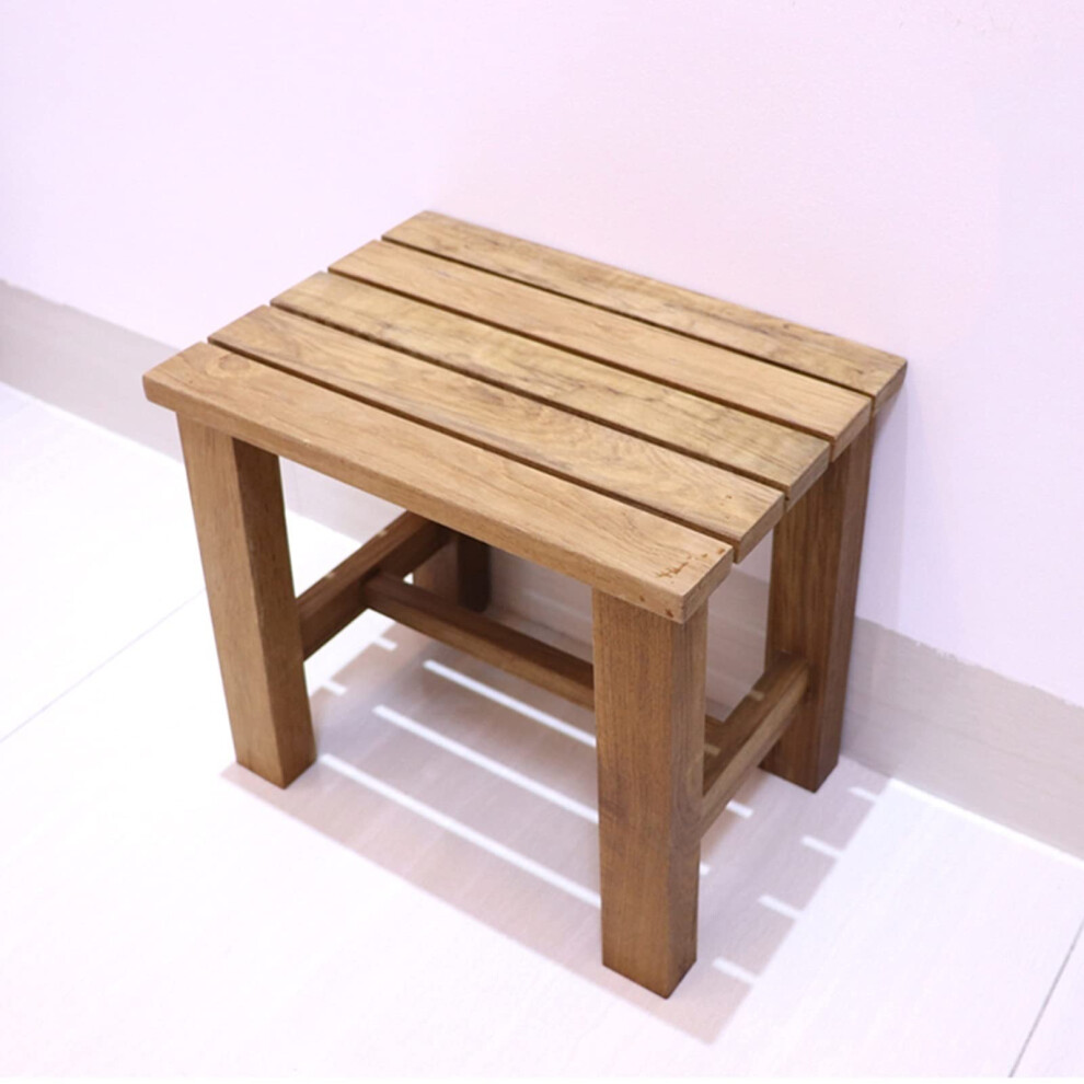 Wood Shower Stool Waterproof Wooden Bath Seat for Elderly and Disabled, Compact Bench for Bathroom or Sauna