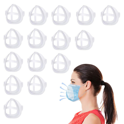 15 Pack Face Mask Bracket 3D Silicone Support Frame for Comfortable Breathing and Makeup Protection