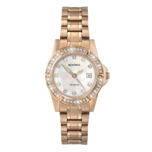 Sekonda Sienna Womens Watch – 28mm Ladies Watch with Stone Set Bezel, Date Window and Rose Gold-Tone Stainless Steel Bracelet – 50m Water Resista