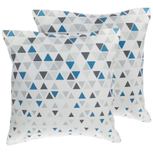 Set of 2 Decorative Cushions CLEOME 45 x 45 cm White Grey Blue Geometric Pattern