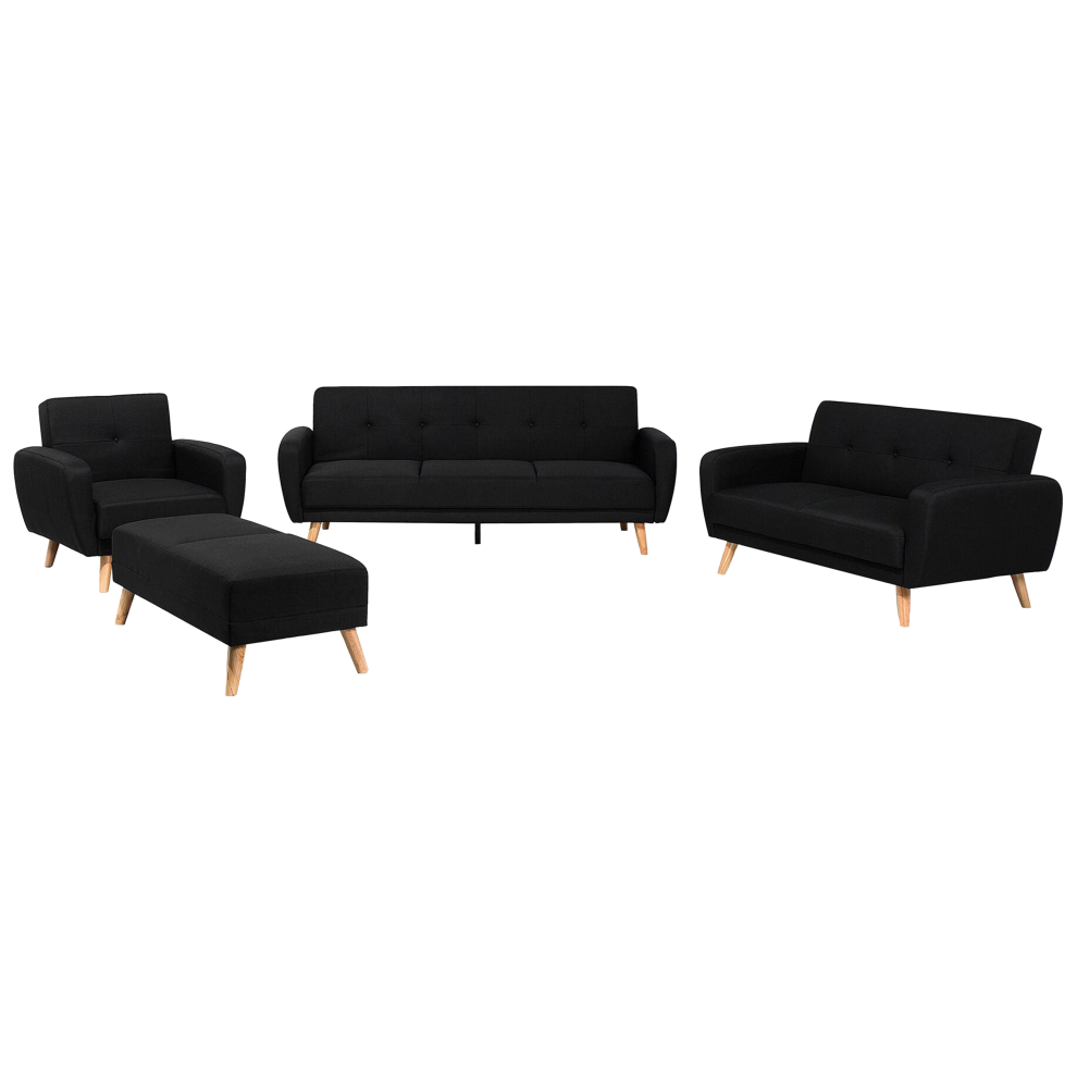 Living Room Set FLORLI Fabric Black