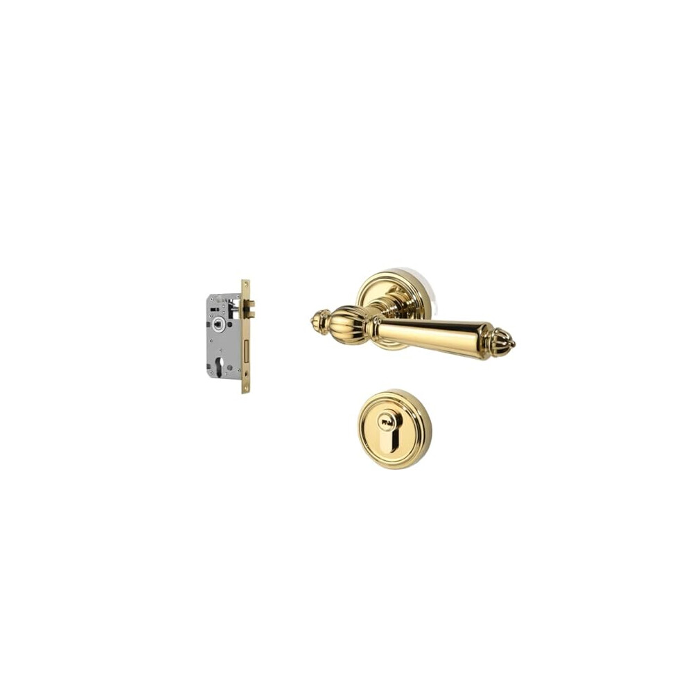 Bedroom Door Lock With Silent Locking Mechanism, French Gold Interior Door Handle Zinc Alloy C_72 9330225754824