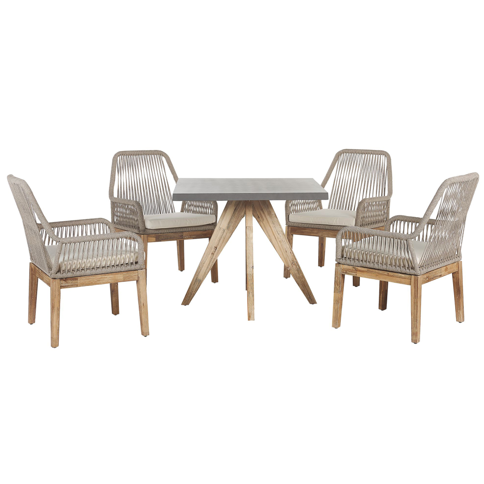 Beliani Olbia 4 Seater Garden Dining Set Beige Concrete With Cushions