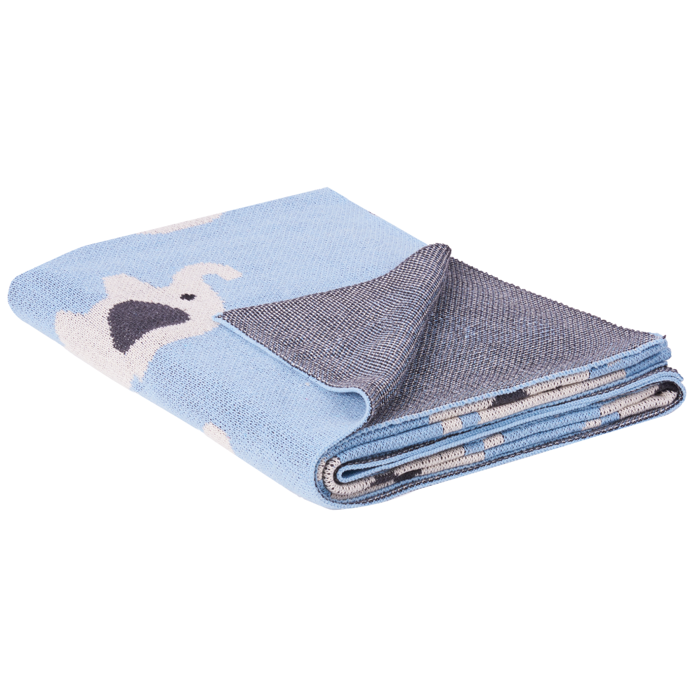 Beliani Blanket Hilkot Cotton 130 X 170 Cm Blue