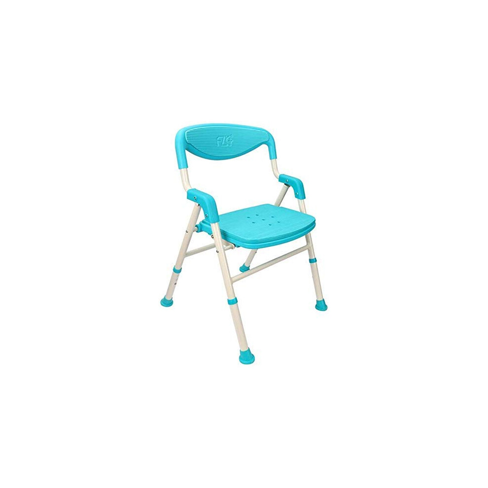 Bathroom Shower Chair Foldable Aluminum Bath Stool with Backrest Adjustable Height Non Slip for Elderly