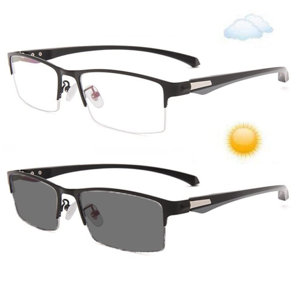 Blue/Light Photochromic Progressive Reading Glasses +2.0 Anti Half Rim Multifocus Computer Readers For Men And Women