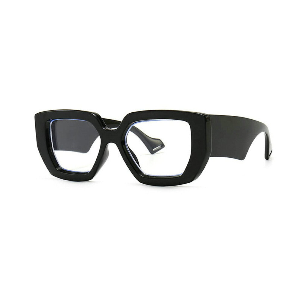 Blue Light Blocking Reading Glasses 0x Magnification Anti Glare Black Frame Non Prescription Eyewear