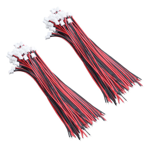 100Pcs  JST 2.0 2P Male Connector Wires Cables