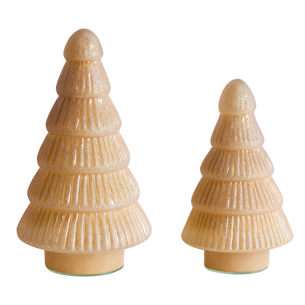 Beliani Set Of 2 Figurines Flaren Christmas Tree 20/25 Cm Beige