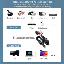 2X Captura de Vídeo USB VHS para Conversor Digital Placa de Captura de Áudio e Vídeo USB 2.0 para TV DVD VHS Suporte Windows Sistema