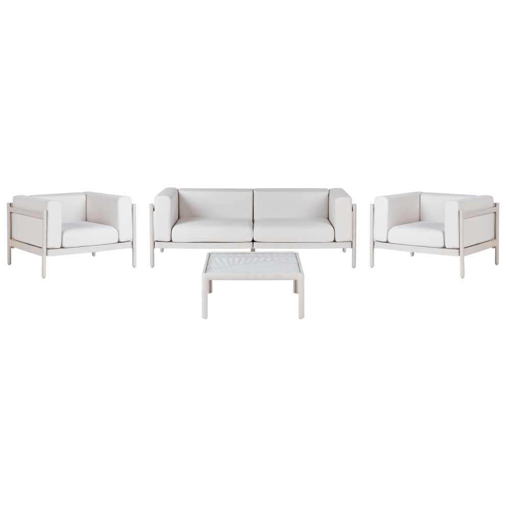 Photos - Garden Furniture Beliani Garden Lounge Set with Table 4 Seater FERRETTI Light Beige Cream