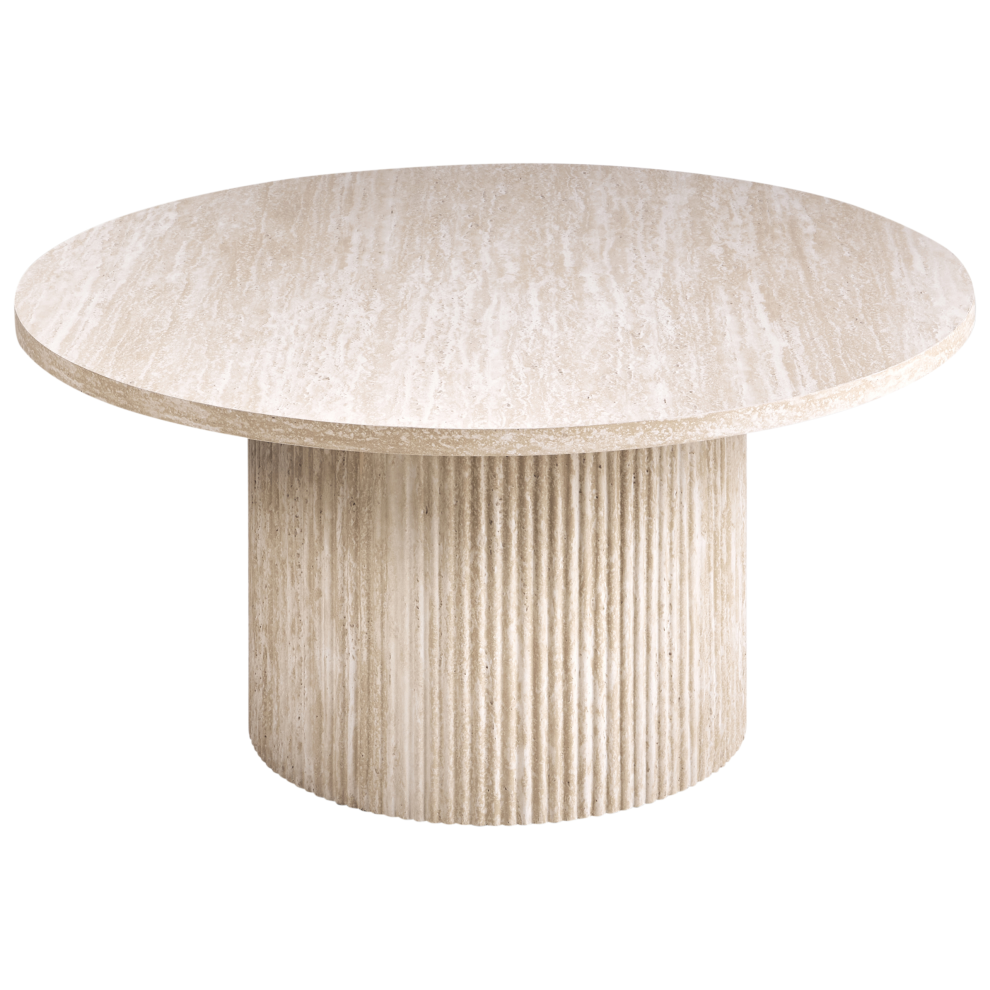 Beliani Coffee Table Ammon Travertine Effect Cream,Brown