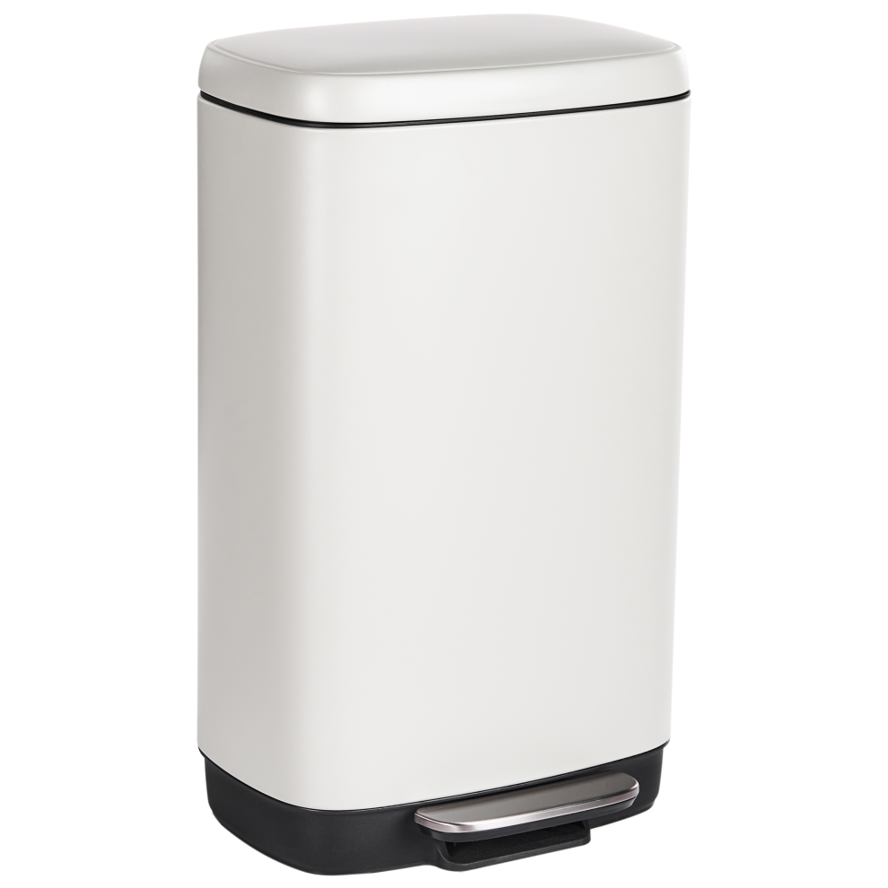 Beliani Pedal Waste Bin 30 L Ecocollect Metal White