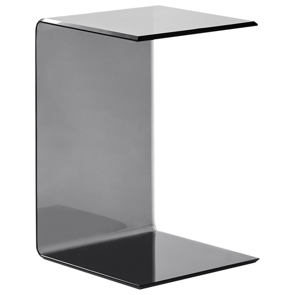 Beliani Side Table Lourdes Tempered Glass Black