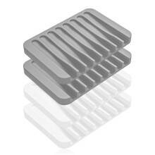 4 Pack Silicone SelfDraining Soap Holder with NonSlip Base for Bathroom and Kitchen, White and Gray