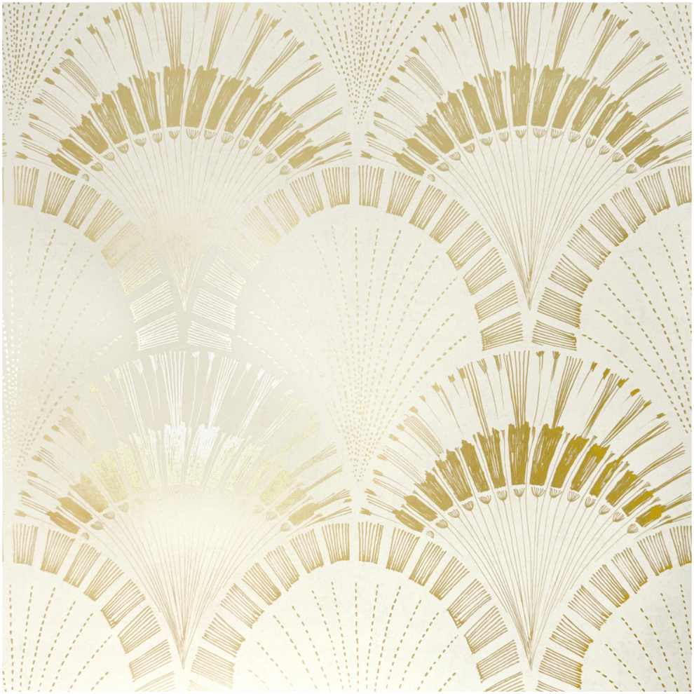 Fine Decor Fine Décor Art Deco Inspired Wallpaper Classic Metallic Fan Print Cream Gold Feature Wall, Cream - Image 4