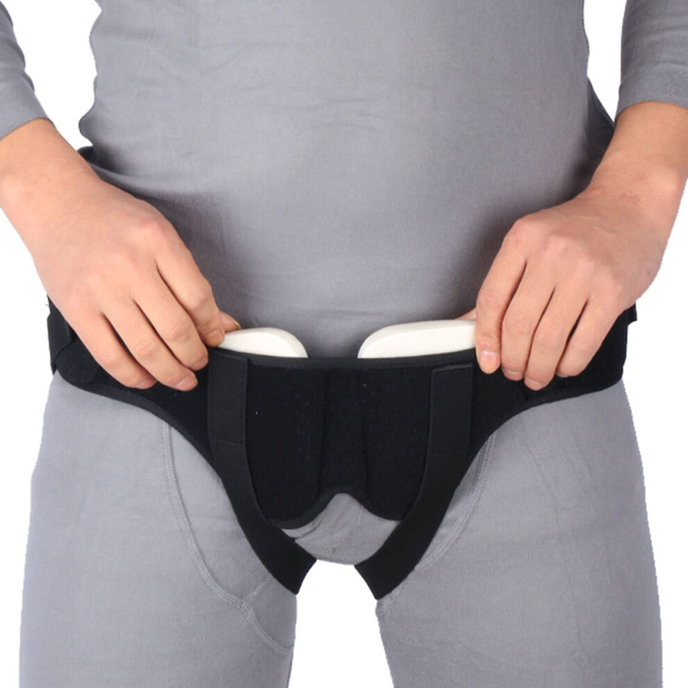 Adjustable Inguinal Hernia Belt for Men and Women with Double Support and Removable PU Foam Pads (L)
