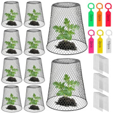 Metal Garden Cloche Set Black – HeavyDuty Plant Protectors from Animals with Quick Anchor Installation (10 pcs)