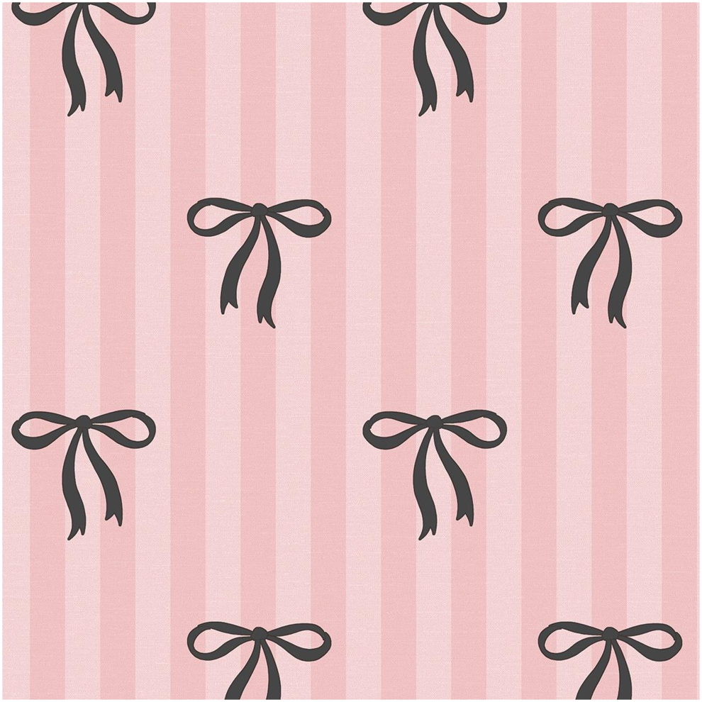 B&Q - Pink Bow Ribbon Vinyl Wallpaper Blush Stripe Girls Bedroom Nursery Paste Paper - Image 3