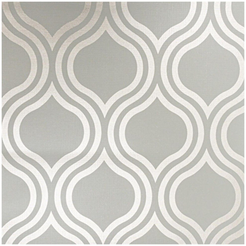 Geometric Trellis Wallpaper Grey Silver Metallic Textured Modern Feature Wall 5901638005687