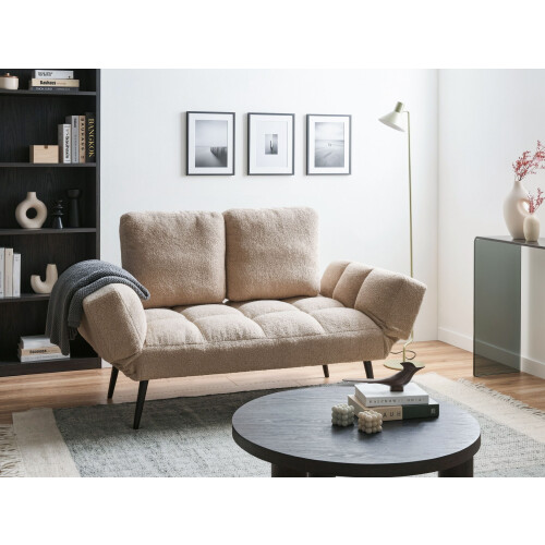 Beliani Sofa Bed 2 Seater BREKKE Boucle Beige 1