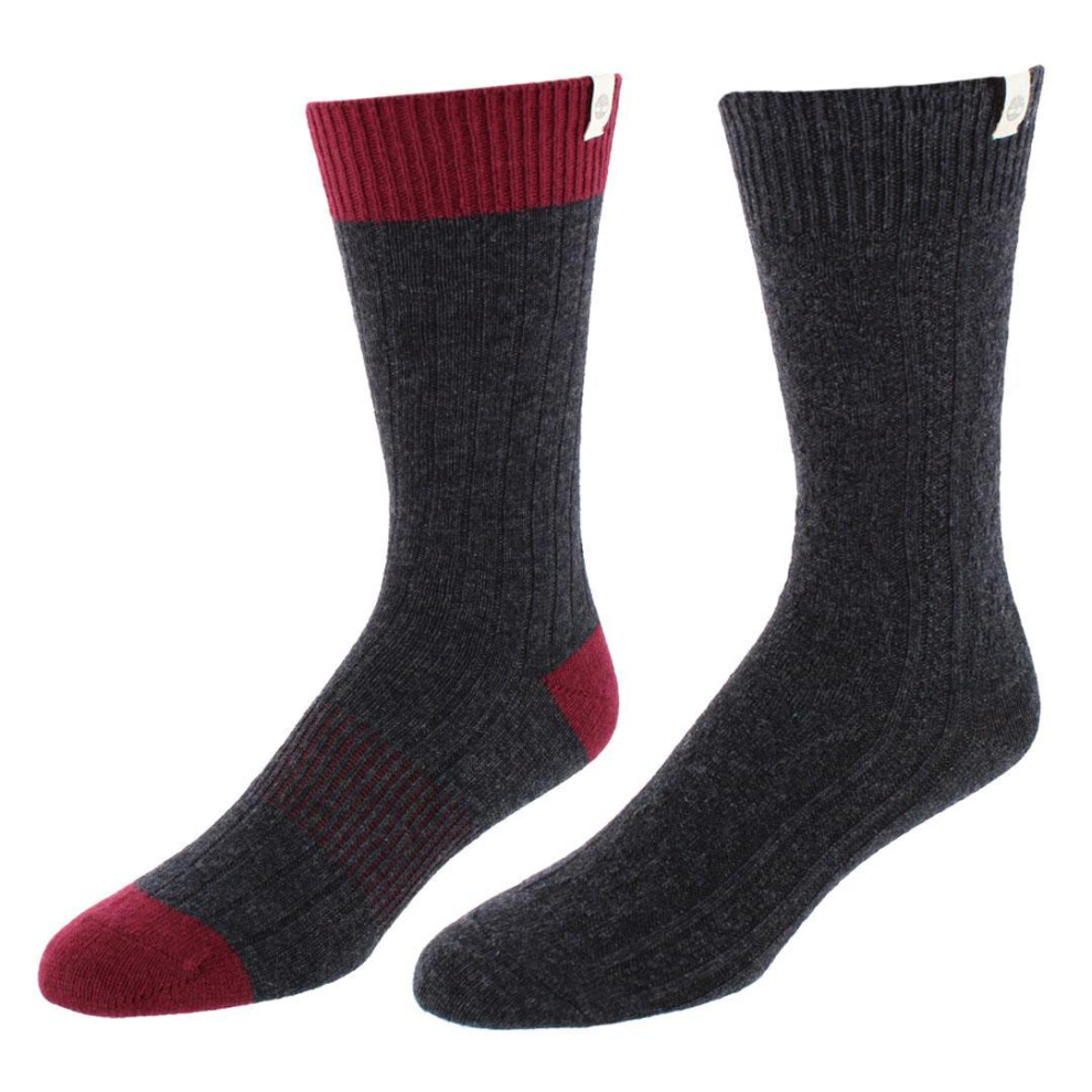 Timberland Men's Cable Knit Comfort Wool Blend Socks (2 Pair)