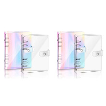 4 PCS A5 Rainbow Soft PVC Notebook Binder Clear Soft PVC Notebook Cover, Loose Leaf Personal Planner Binder