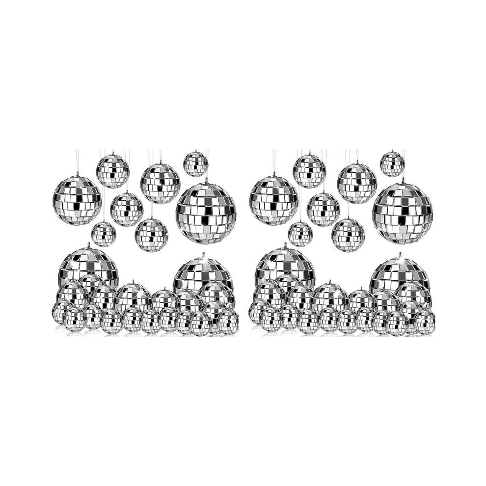 Typecat 48 Pcs Mirror Disco Hanging, Glass Disco Decor, Disco Party Decorations, For Holiday Party Decor With Rope